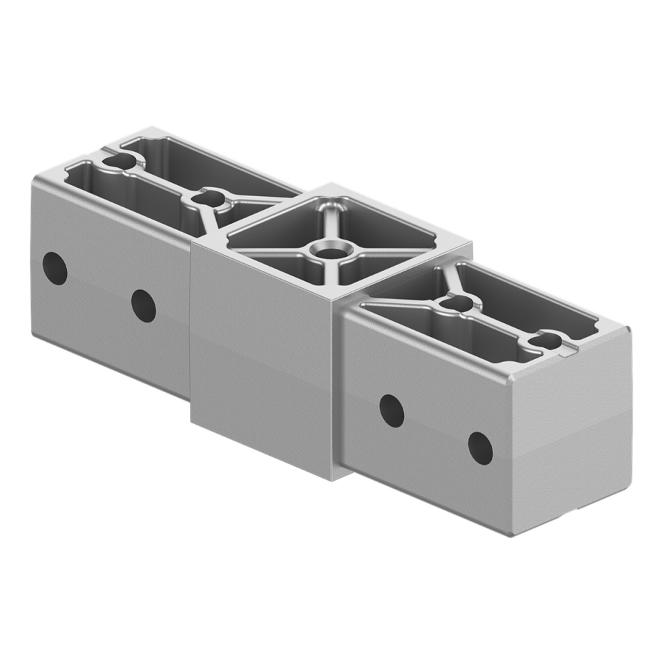 40x40 mm 2 mm et kalınlığındaki Kutu Profiller ile Uyumlu İki Yollu Düz Bağlantı Konnektörü 4040LN02-1