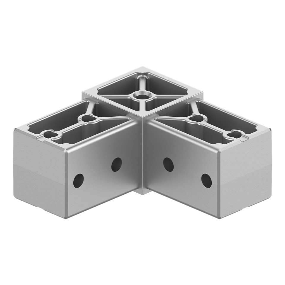 40x40 mm Kutu Profil Uyumlu İki Yollu L Bağlantı Elemanı 4040CR02-1