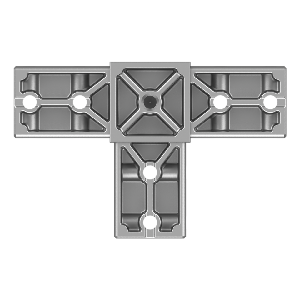40x40 mm 2 mm et kalınlığındaki Kutu Profiller ile Uyumlu Üç Yollu T Bağlantı Konnektörü 4040ED03-1