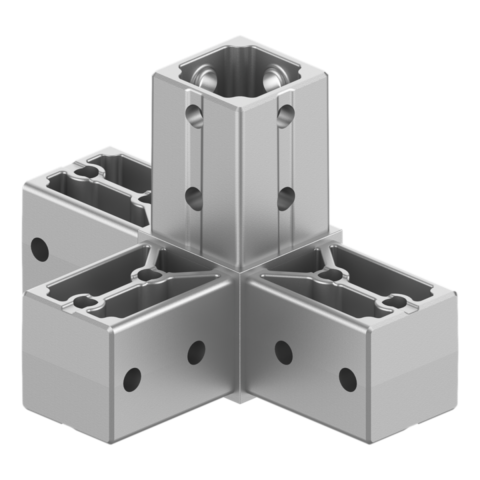 40x40 mm Kutu Profillerle Uyumlu Dört Yollu Kenar Bağlantı Konnektörü 4040ED04-1