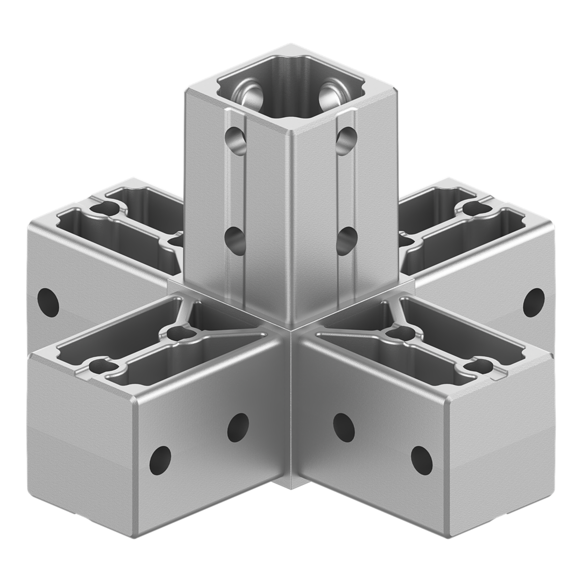 40x40 mm Kutu Profillerle Uyumlu Beş Yollu Yüzey Dikme Konektör 4040MD05-1