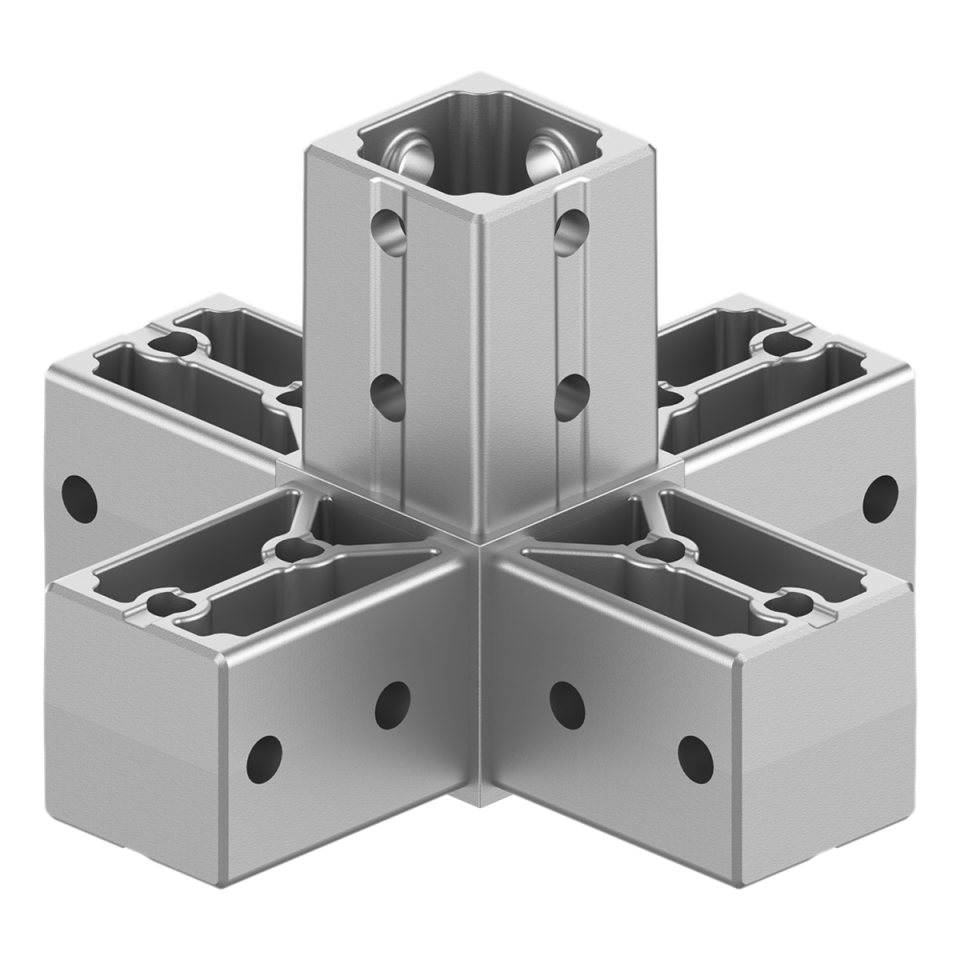 40x40 mm Kutu Profillerle Uyumlu Beş Yollu Yüzey Dikme Bağlantı Konnektörü 4040MD05-1