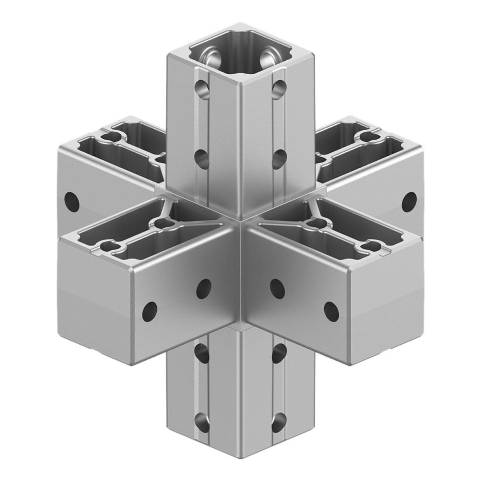 40x40 mm Kutu Profillerle Uyumlu Altı Yollu Orta Konektör 4040MD06-1