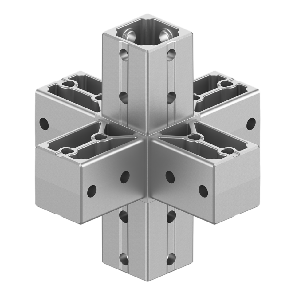 40x40 mm Kutu Profillerle Uyumlu Altı Yollu Orta Bağlantı Konnektörü 4040MD06-1
