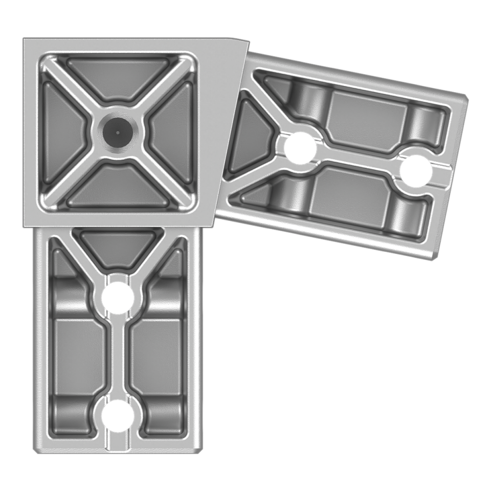 40x40 mm Kutu Profillerle Uyumlu 11,25° Dar Açılı İki Yollu L Bağlantı Konnektörü 4040LA02-1