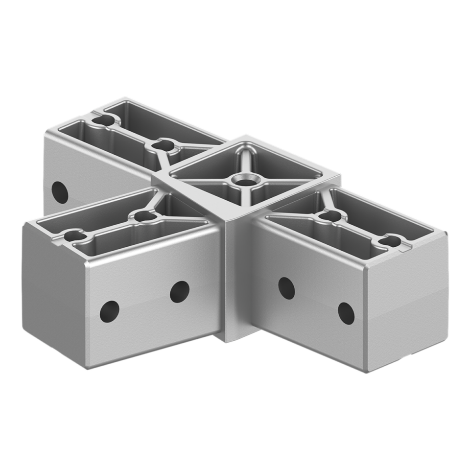 40x40 mm Kutu Profillerle Uyumlu 11,25° Açılı Üç Yollu T Konektör 4040LA03-1
