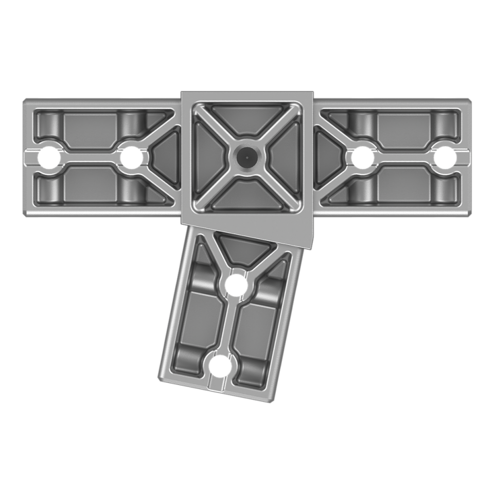 40x40 mm Kutu Profillerle Uyumlu 11,25° Açılı Üç Yollu T Bağlantı Konnektörü 4040LA03-1