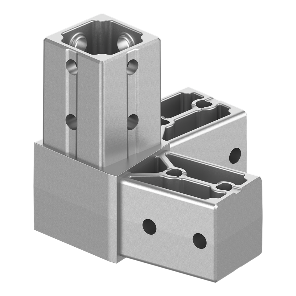 40x40 mm Kutu Profillerle Uyumlu 11,25° Dar Açılı Sağ Yönlü Üç Yollu Köşe Bağlantı Konnektörü 4040LA03-2