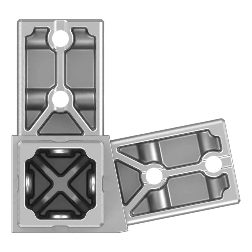 40x40 mm Kutu Profillerle Uyumlu 11,25° Dar Açılı Sağ Yönlü Üç Yollu Köşe Bağlantı Konnektörü 4040LA03-2