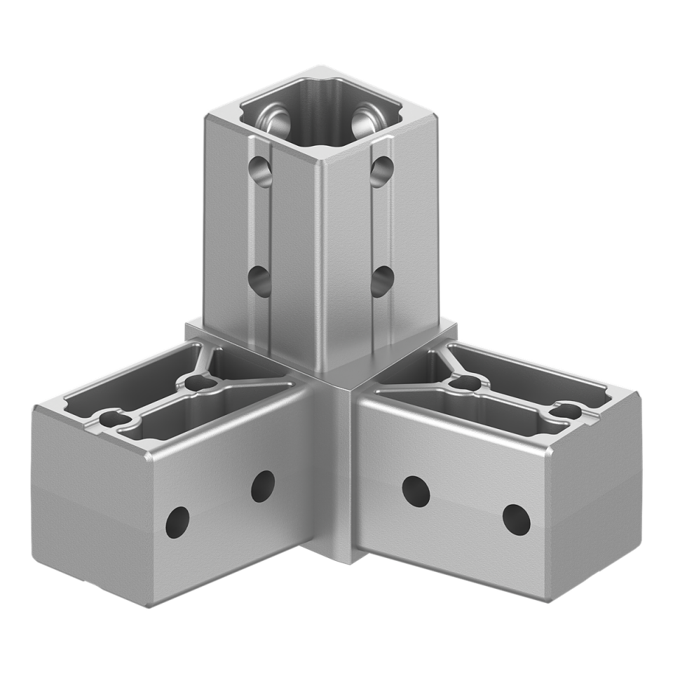 40x40 mm Kutu Profillerle Uyumlu 11,25° Geniş Açılı Sağ Yönlü Üç Yollu Köşe Bağlantı Konnektörü 4040LA03-4