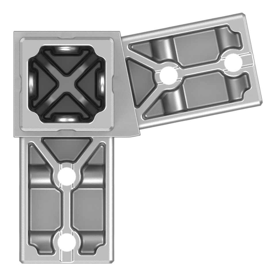 40x40 mm Kutu Profillerle Uyumlu 11,25° Geniş Açılı Sağ Yönlü Üç Yollu Köşe Bağlantı Konnektörü 4040LA03-4