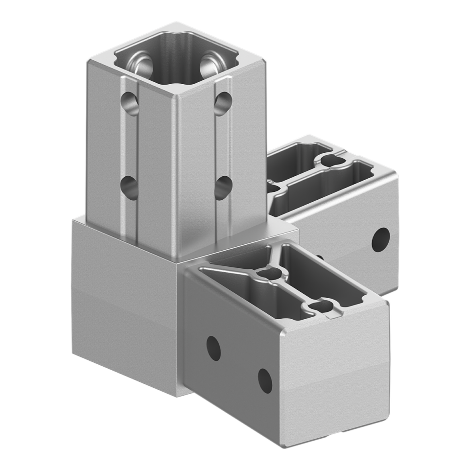 40x40 mm Kutu Profillerle Uyumlu 11,25° Geniş Açılı Sol Yönlü Üç Yollu Köşe Konektör 4040LA03-5