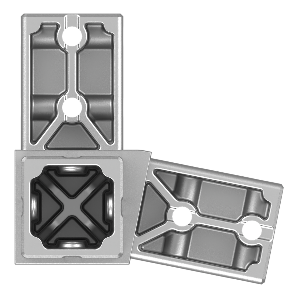 40x40 mm Kutu Profillerle Uyumlu 11,25° Geniş Açılı Sol Yönlü Üç Yollu Köşe Konektör 4040LA03-5