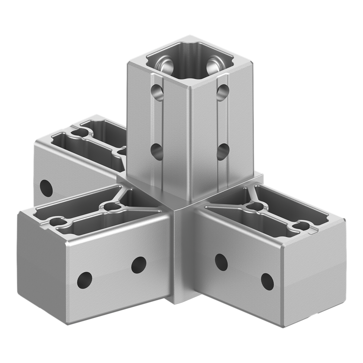 40x40 mm Kutu Profillerle Uyumlu 11,25° Açılı Sol Yönlü Dört Yollu Kenar Bağlantı Konnektörü 4040LA04-1