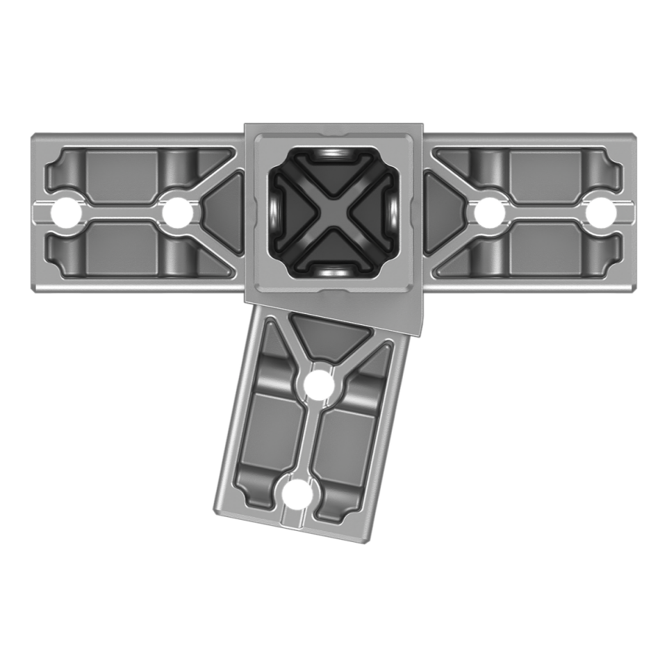 40x40 mm Kutu Profillerle Uyumlu 11,25° Açılı Sol Yönlü Dört Yollu Kenar Bağlantı Konnektörü 4040LA04-1