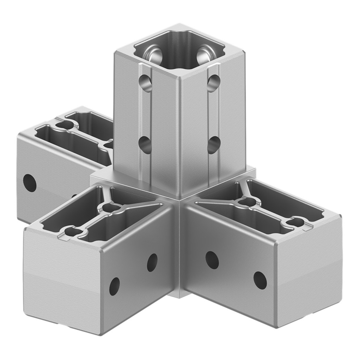 40x40 mm Kutu Profillerle Uyumlu 11,25° Açılı Sağ Yönlü Dört Yollu Kenar Bağlantı Konnektörü 4040LA04-2