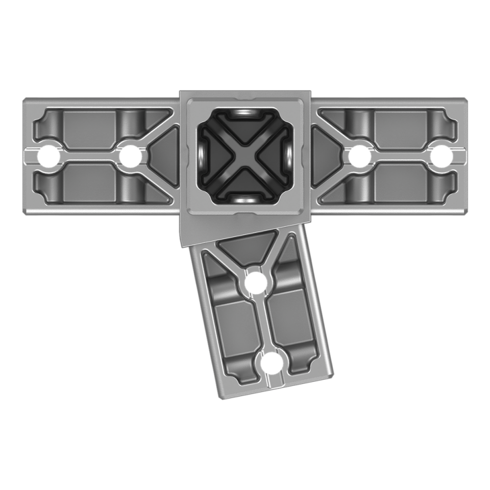 40x40 mm Kutu Profillerle Uyumlu 11,25° Açılı Sağ Yönlü Dört Yollu Kenar Bağlantı Konnektörü 4040LA04-2