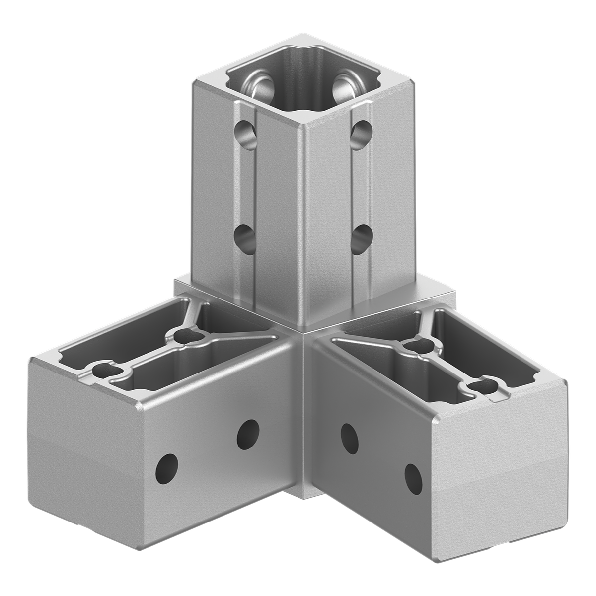 40x40 mm Kutu Profillerle Uyumlu 11,25° Açılı Üst Yönlü Dört Yollu Kenar Bağlantı Konnektörü 4040LA04-3