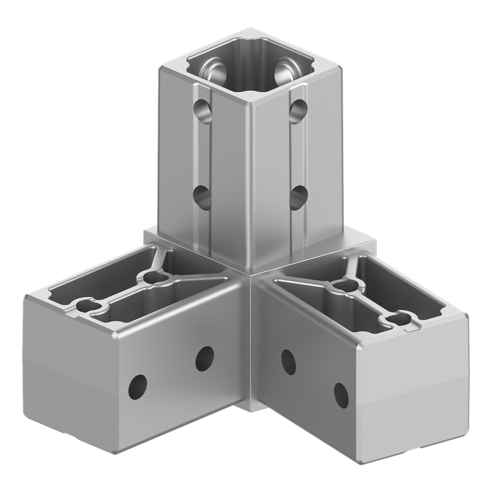 40x40 mm Kutu Profillerle Uyumlu 11,25° Açılı Üst Yönlü Dört Yollu Kenar Bağlantı Konnektörü 4040LA04-3