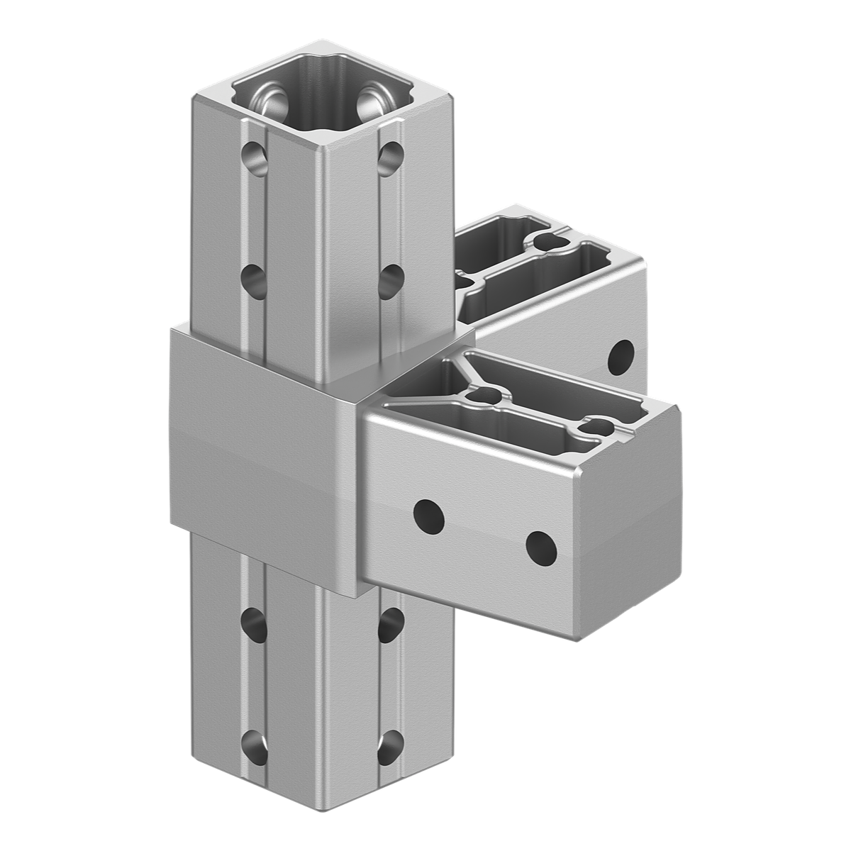 40x40 mm Kutu Profillerle Uyumlu 11,25° Açılı Alt Yönlü Dört Yollu Kenar Bağlantı Konnektörü