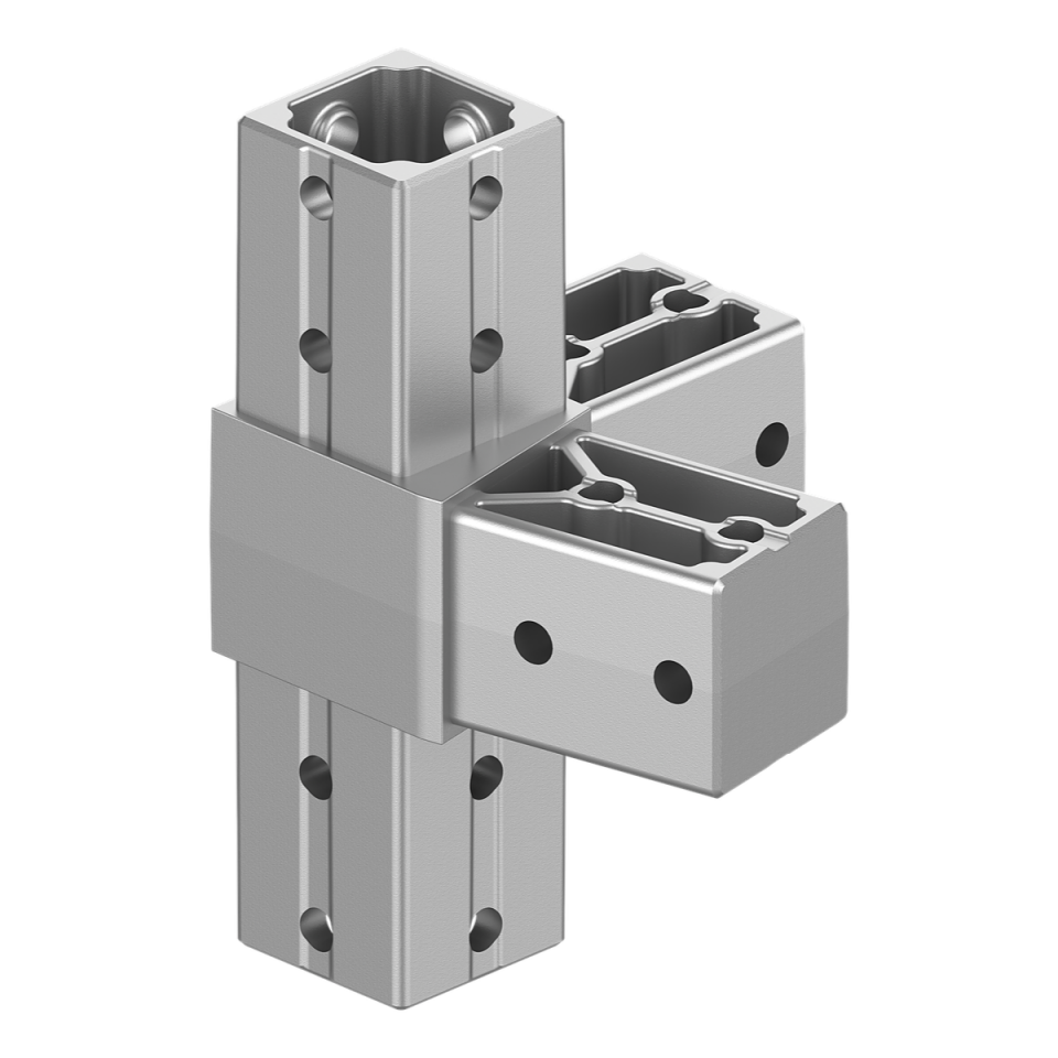 40x40 mm Kutu Profillerle Uyumlu 11,25° Açılı Alt Yönlü Dört Yollu Kenar Bağlantı Konnektörü 4040LA04-4