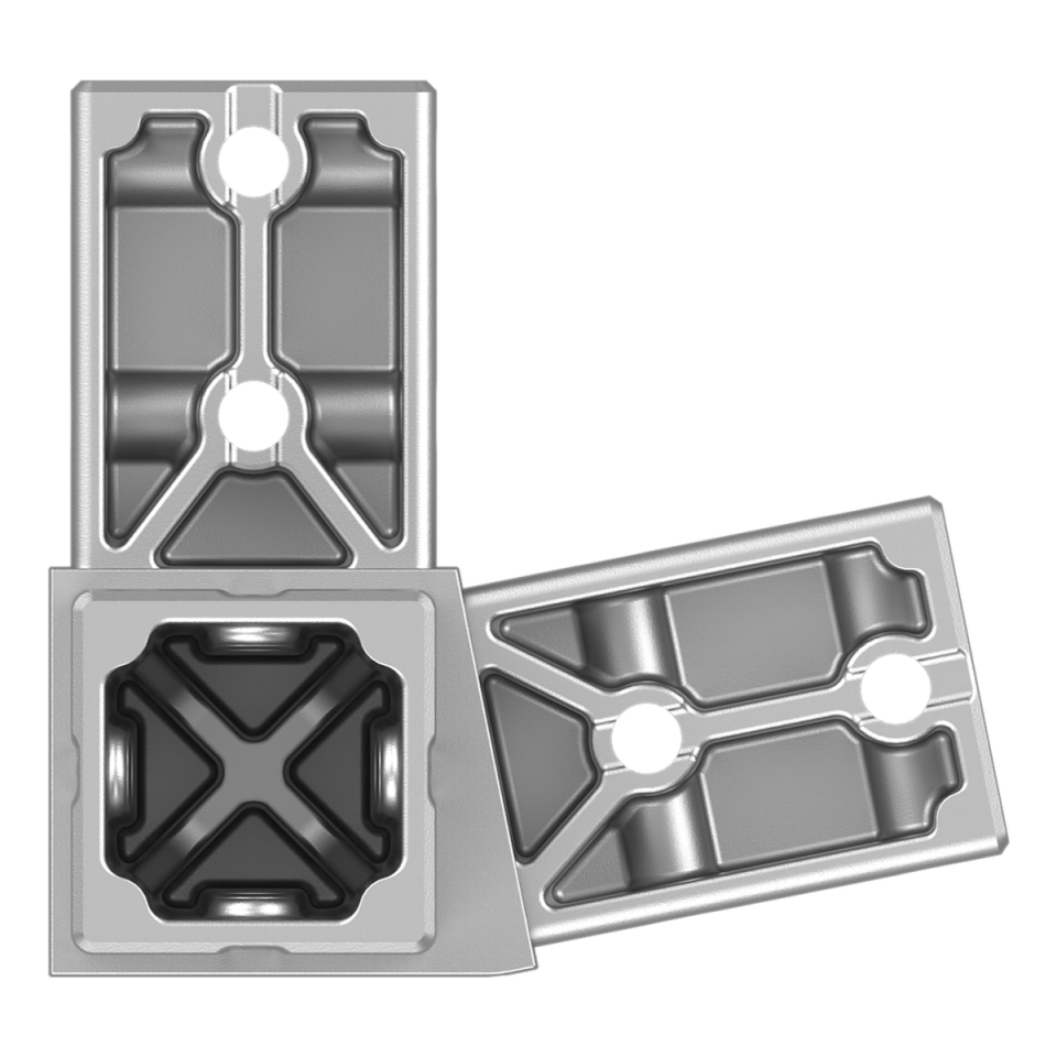 40x40 mm Kutu Profillerle Uyumlu 11,25° Açılı Alt Yönlü Dört Yollu Kenar Bağlantı Konnektörü 4040LA04-4