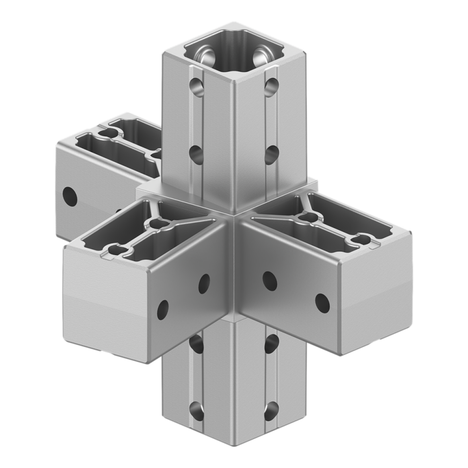 40x40 mm Kutu Profillerle Uyumlu 11,25° Açılı Beş Yollu Yüzey Bağlantı Bağlantı Konnektörü 4040LA05-1
