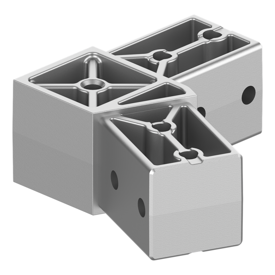 40x40 mm Kutu Profillerle Uyumlu 22,5° Geniş Açılı İki Yollu L Bağlantı Konnektörü 4040MA02-1