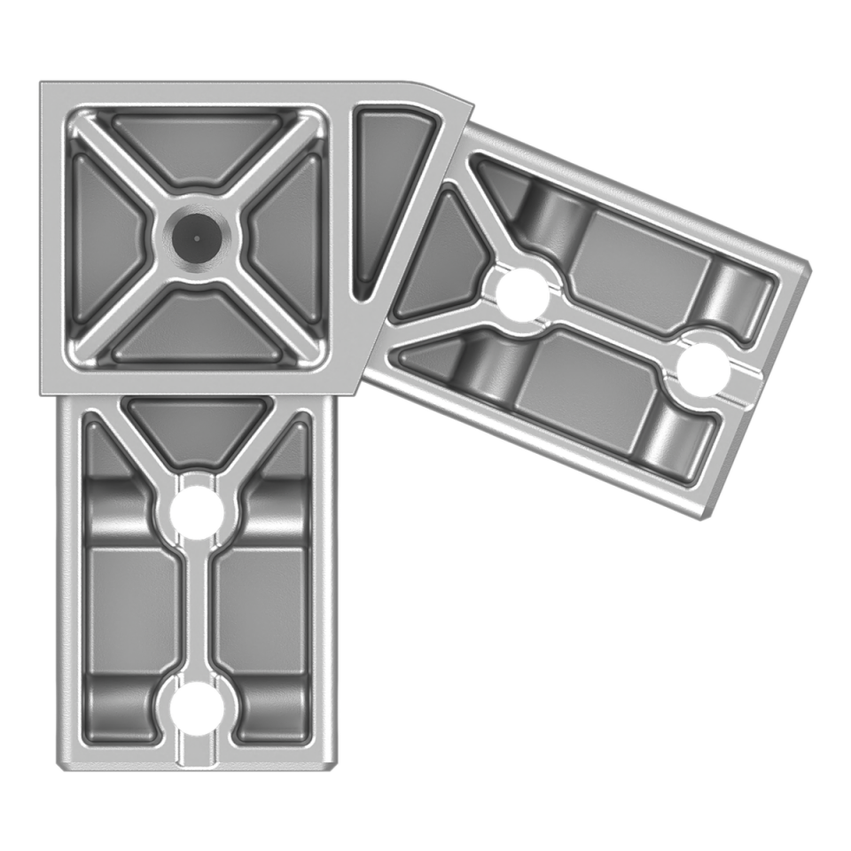 40x40 mm Kutu Profillerle Uyumlu 22,5° Dar Açılı İki Yollu L Bağlantı Konnektörü 4040MA02-2