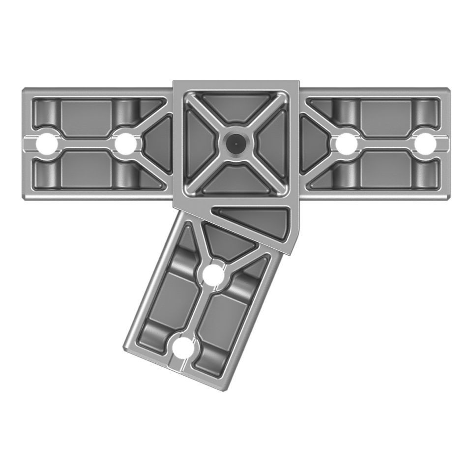 40x40x2 mm Profillerle Uyumlu 22,5° Açılı Üç Yollu T Bağlantı Konnektörü 4040MA03-1