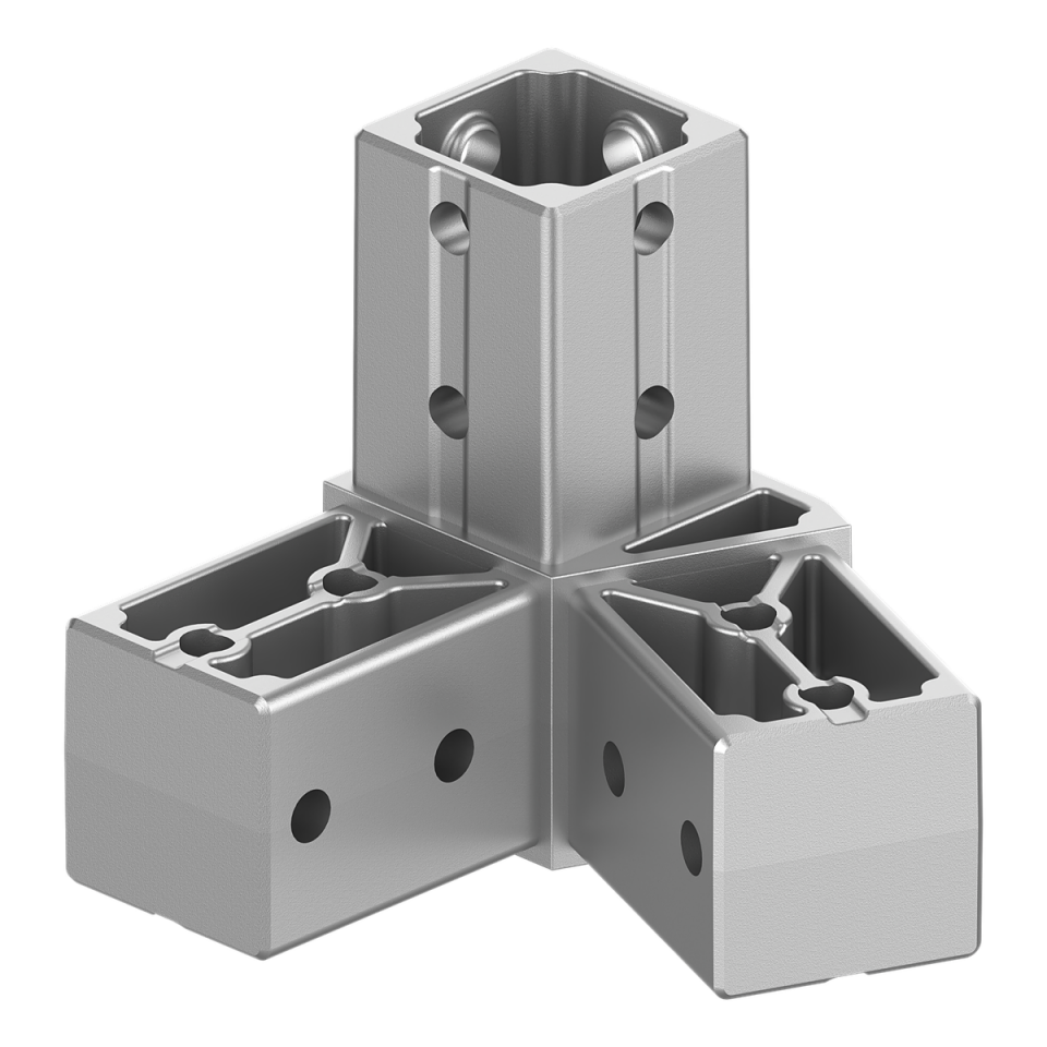 40x40 mm Kutu Profillerle Uyumlu 22,5° Dar Açılı Sol Yönlü Üç Yollu Köşe Bağlantı Konnektörü 4040MA03-2