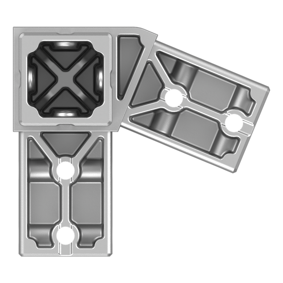 40x40 mm Kutu Profillerle Uyumlu 22,5° Dar Açılı Sol Yönlü Üç Yollu Köşe Bağlantı Konnektörü 4040MA03-2