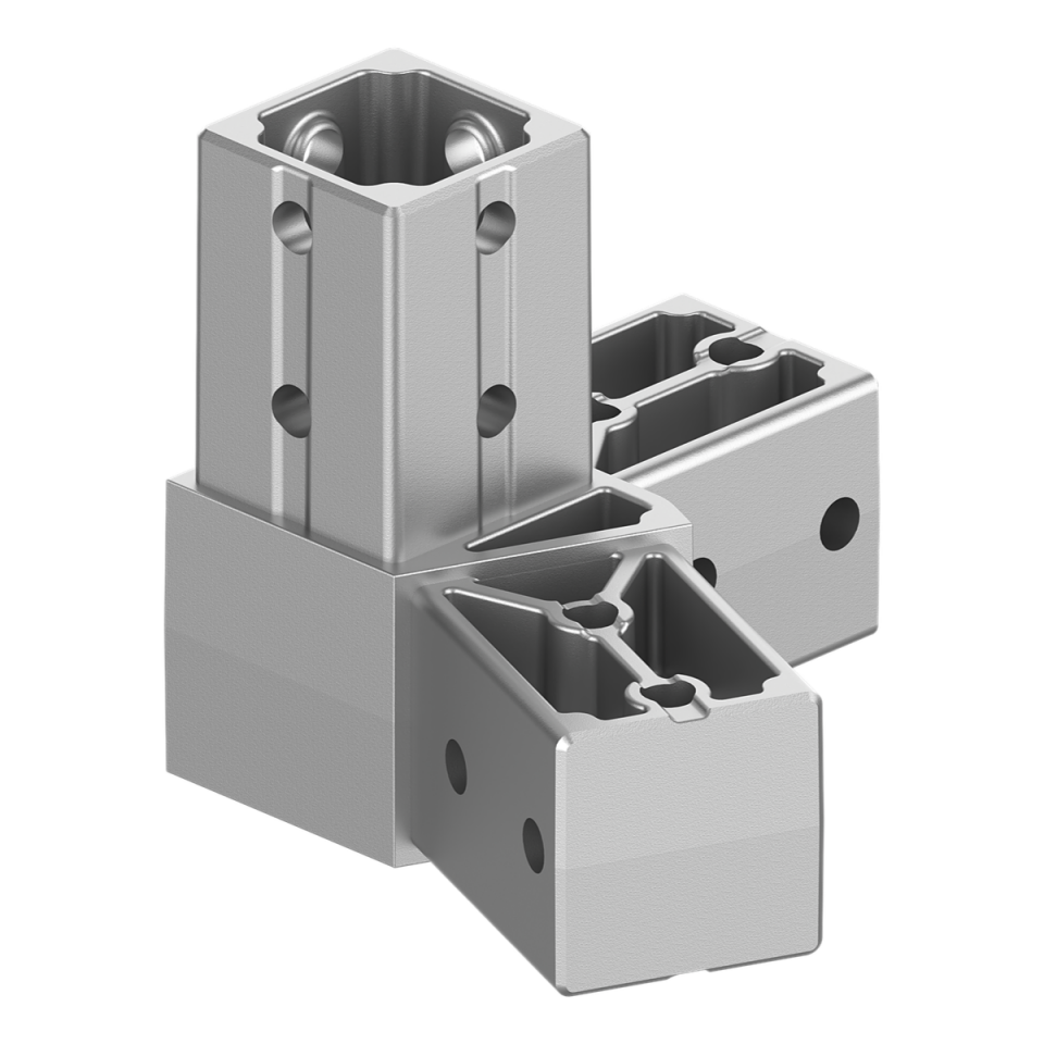 40x40 mm Kutu Profillerle Uyumlu 22,5° Geniş Açılı Sol Yönlü Üç Yollu Köşe Bağlantı Konnektörü 4040MA03-3