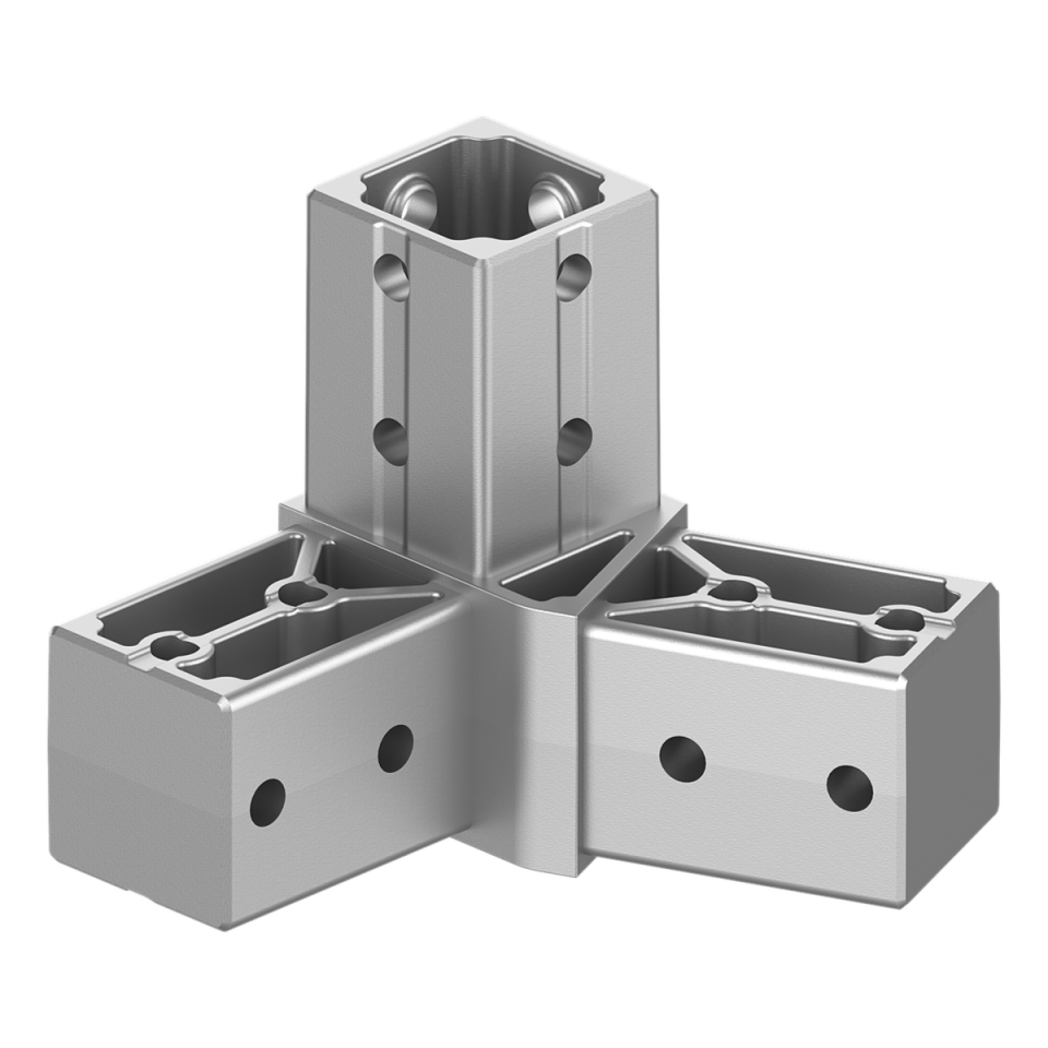 40x40 mm Kutu Profillerle Uyumlu 22,5° Geniş Açılı Sağ Yönlü Üç Yollu Köşe Bağlantı Konnektörü 4040MA03-5