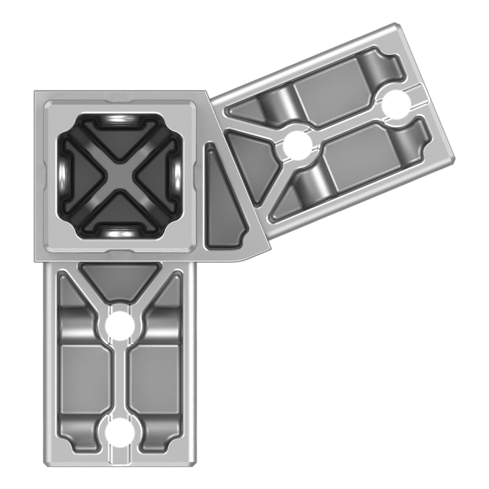 40x40 mm Kutu Profillerle Uyumlu 22,5° Geniş Açılı Sağ Yönlü Üç Yollu Köşe Bağlantı Konnektörü 4040MA03-5