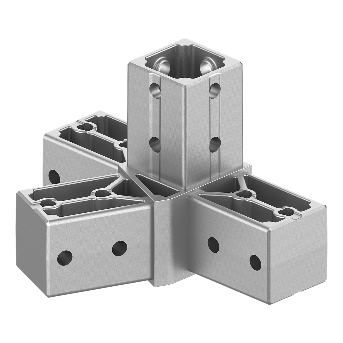 40x40 mm Kutu Profillerle Uyumlu 22,5° Açılı Sol Yönlü Dört Yollu Kenar Bağlantı Konnektörü 4040MA04-1