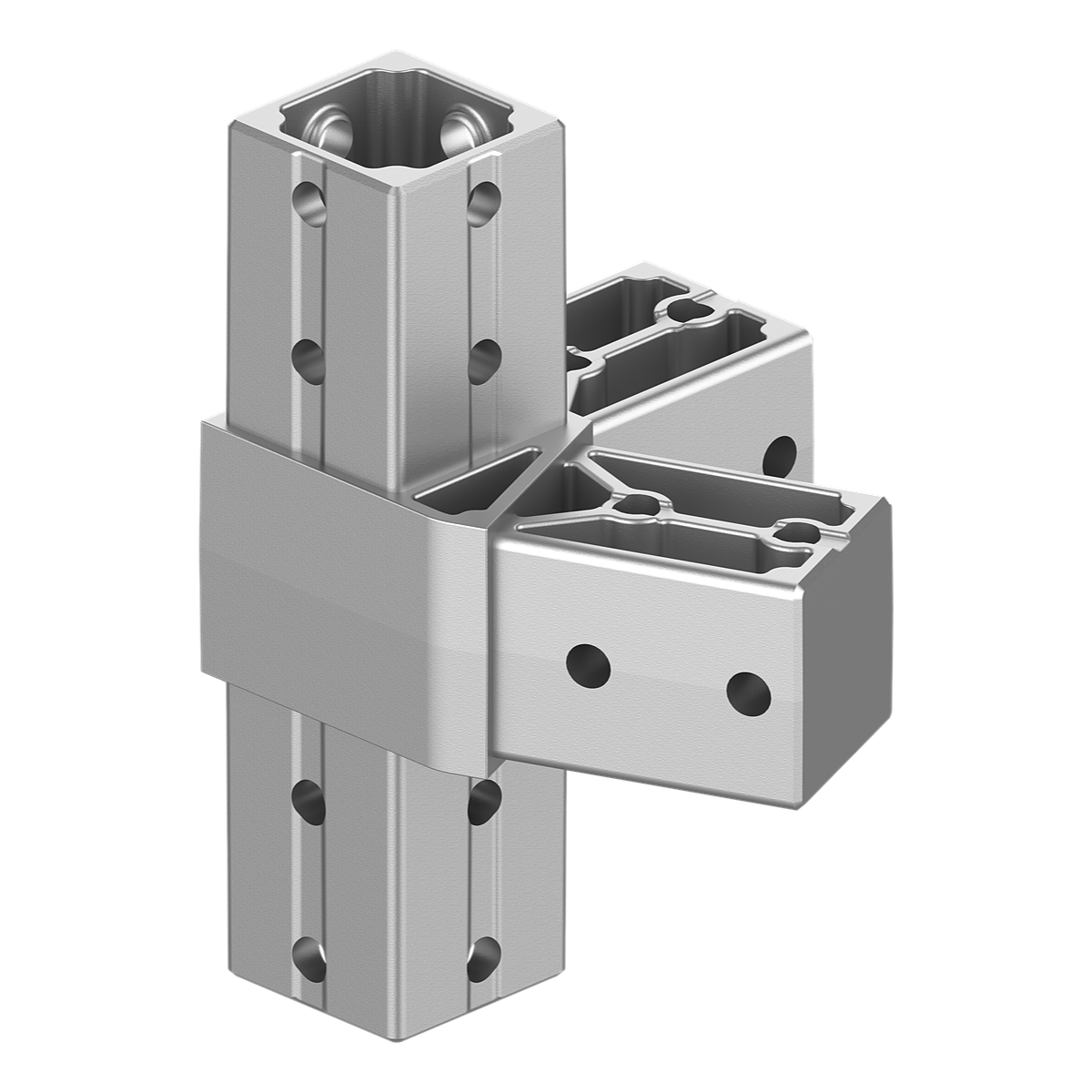 40x40 mm Kutu Profillerle Uyumlu 22,5° Açılı Üst Yönlü Dört Yollu Kenar Bağlantı Konnektörü 4040MA04-3