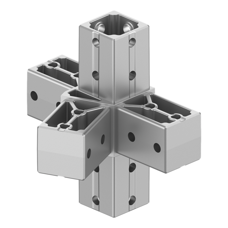 40x40 mm Kutu Profillerle Uyumlu 22,5° Açılı Beş Yollu Yüzey Bağlantı Bağlantı Konnektörü 4040MA05-1