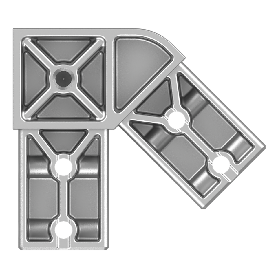 40x40 mm Kutu Profillerle Uyumlu 45° Dar Açılı İki Yollu L Bağlantı Konnektörü 4040HA02-1