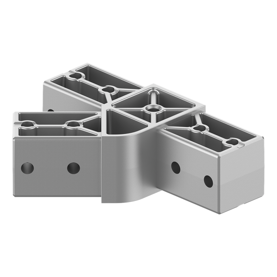 40x40 mm Kutu Profillerle Uyumlu 45° Açılı Üç Yollu T Bağlantı Konnektörü 4040HA03-1