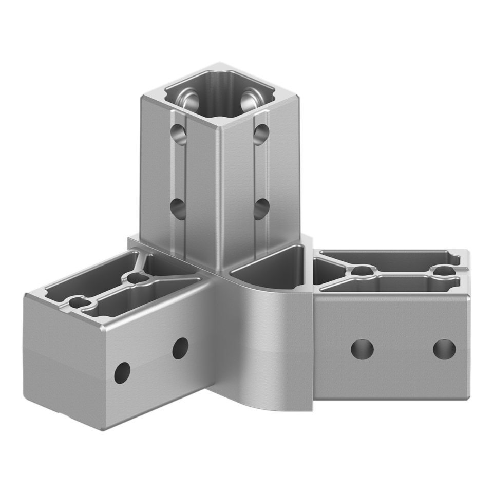 40x40 mm Kutu Profillerle Uyumlu 45° Geniş Açılı Sol Yönlü Üç Yollu Köşe Bağlantı Konnektörü 4040HA03-2