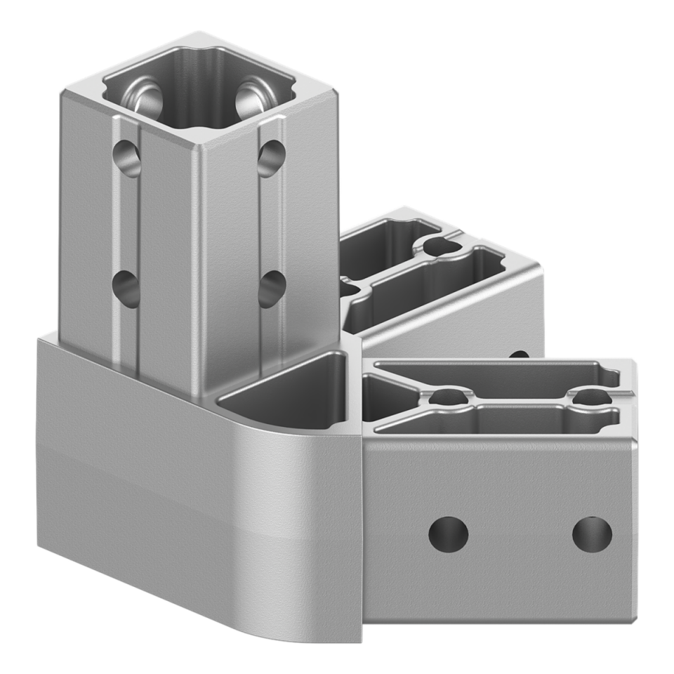 40x40 mm Kutu Profillerle Uyumlu 45° Dar Açılı Sol Yönlü Üç Yollu Köşe Bağlantı Konnektörü 4040HA03-3