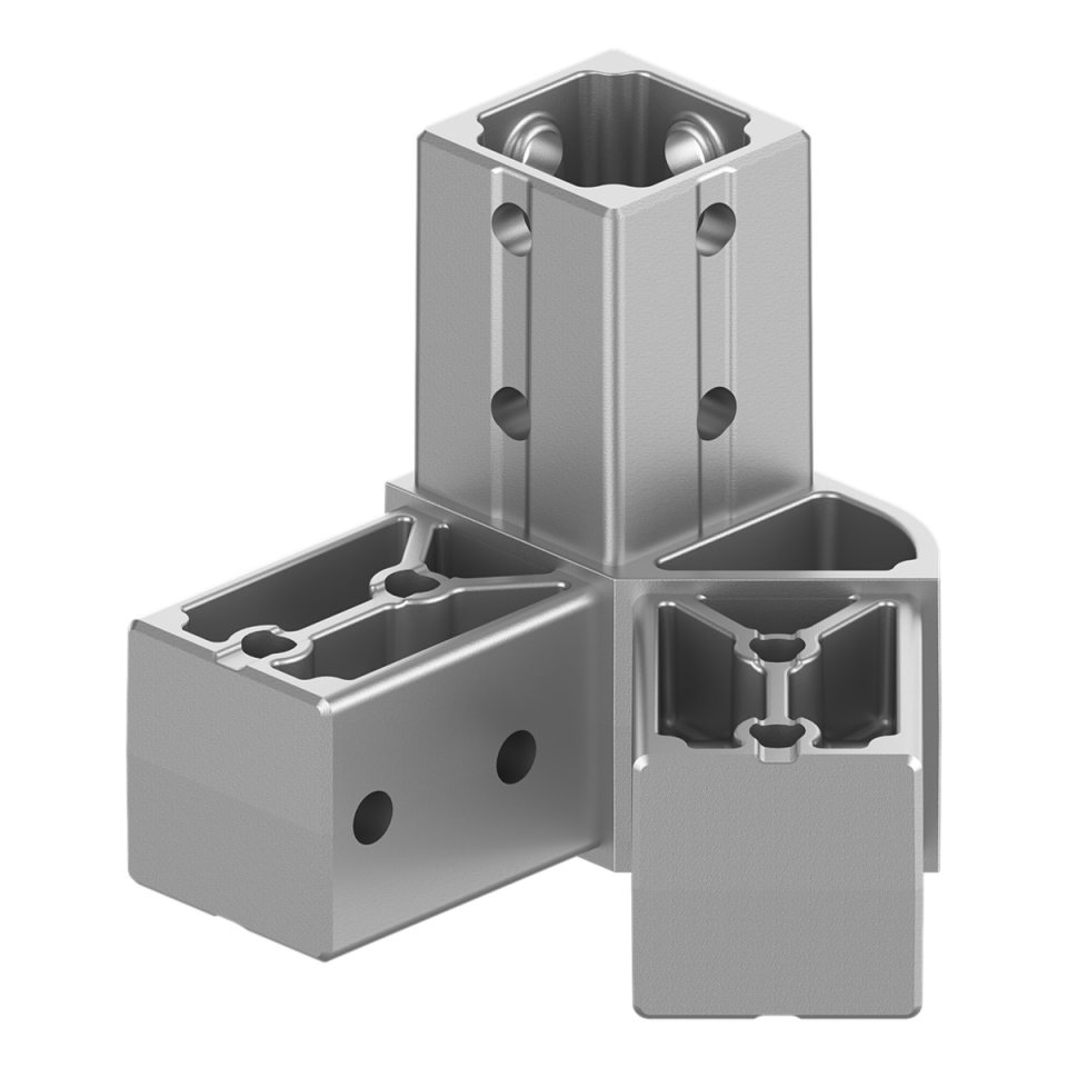 40x40 mm Kutu Profillerle Uyumlu 45° Dar Açılı Sağ Yönlü Üç Yollu Köşe Bağlantı Konnektörü 4040HA03-4