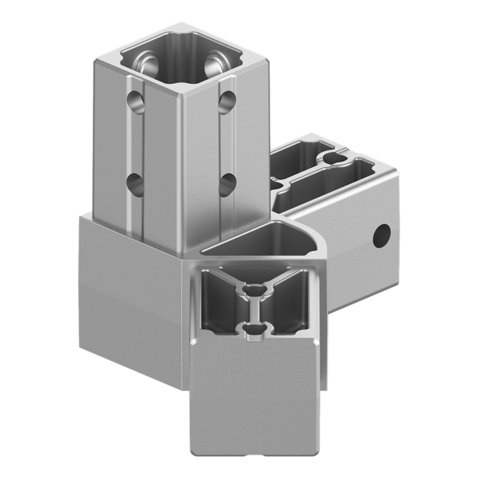 40x40 mm Kutu Profillerle Uyumlu 45° Geniş Açılı Sağ Yönlü Üç Yollu Köşe Bağlantı Konnektörü 4040HA03-5