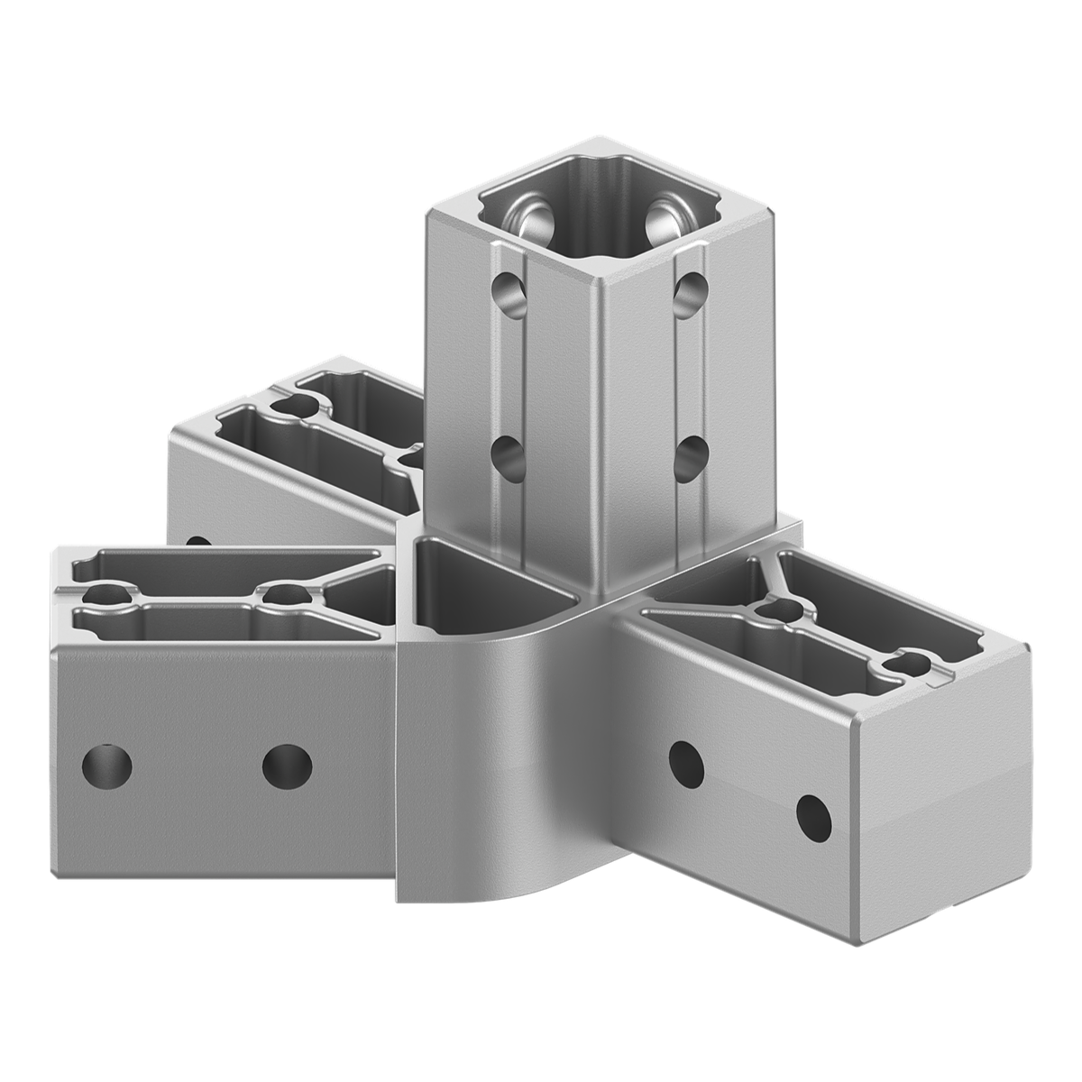 40x40 mm Kutu Profillerle Uyumlu 45° Açılı Sol Yönlü Dört Yollu Kenar Bağlantı Konnektörü 4040HA04-1