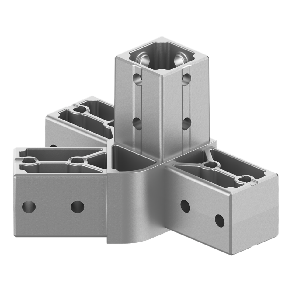 40x40 mm Kutu Profillerle Uyumlu 45° Açılı Sol Yönlü Dört Yollu Kenar Bağlantı Konnektörü 4040HA04-1