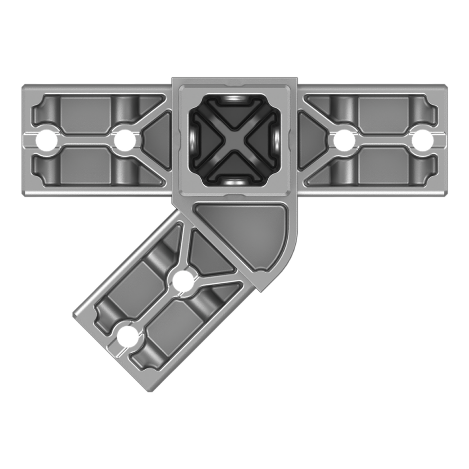 40x40 mm Kutu Profillerle Uyumlu 45° Açılı Sol Yönlü Dört Yollu Kenar Bağlantı Konnektörü 4040HA04-1