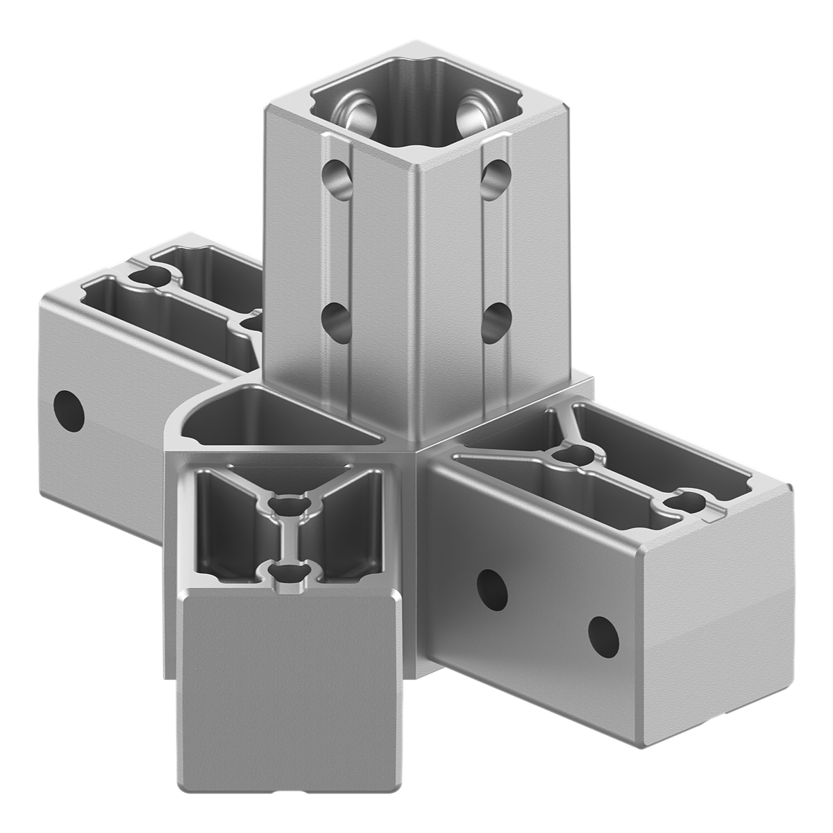 40x40 mm Kutu Profillerle Uyumlu 45° Açılı Sağ Yönlü Dört Yollu Kenar Bağlantı Konnektörü 4040HA04-2