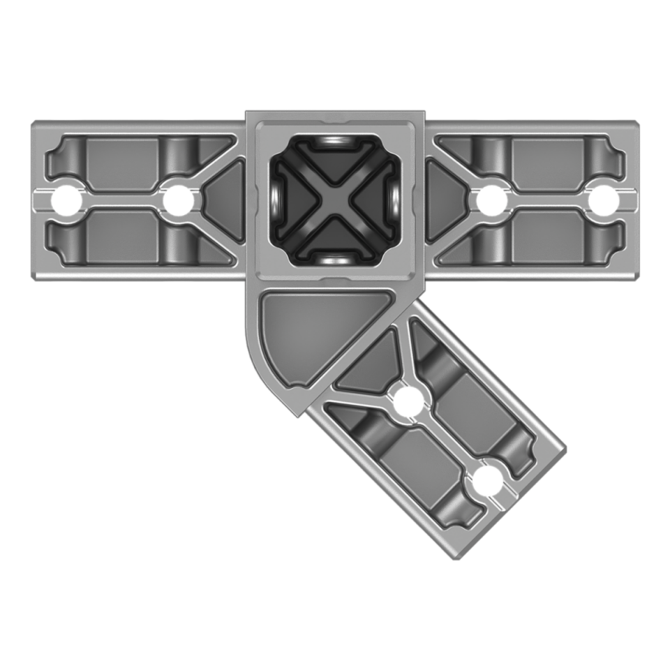 40x40 mm Kutu Profillerle Uyumlu 45° Açılı Sağ Yönlü Dört Yollu Kenar Bağlantı Konnektörü 4040HA04-2