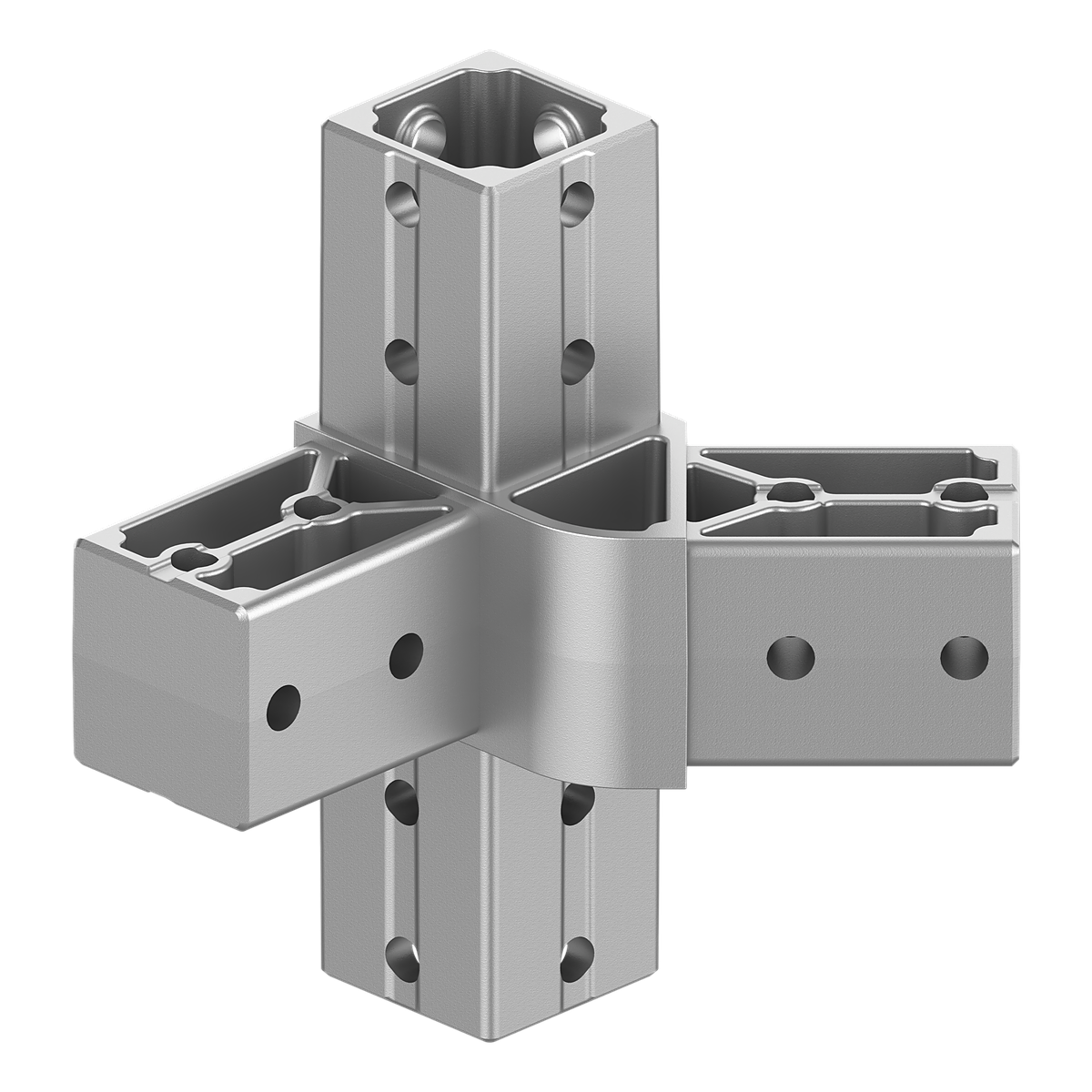 40x40 mm Kutu Profillerle Uyumlu 45° Açılı Alt Yönlü Dört Yollu Kenar Bağlantı Konnektörü 4040HA04-3